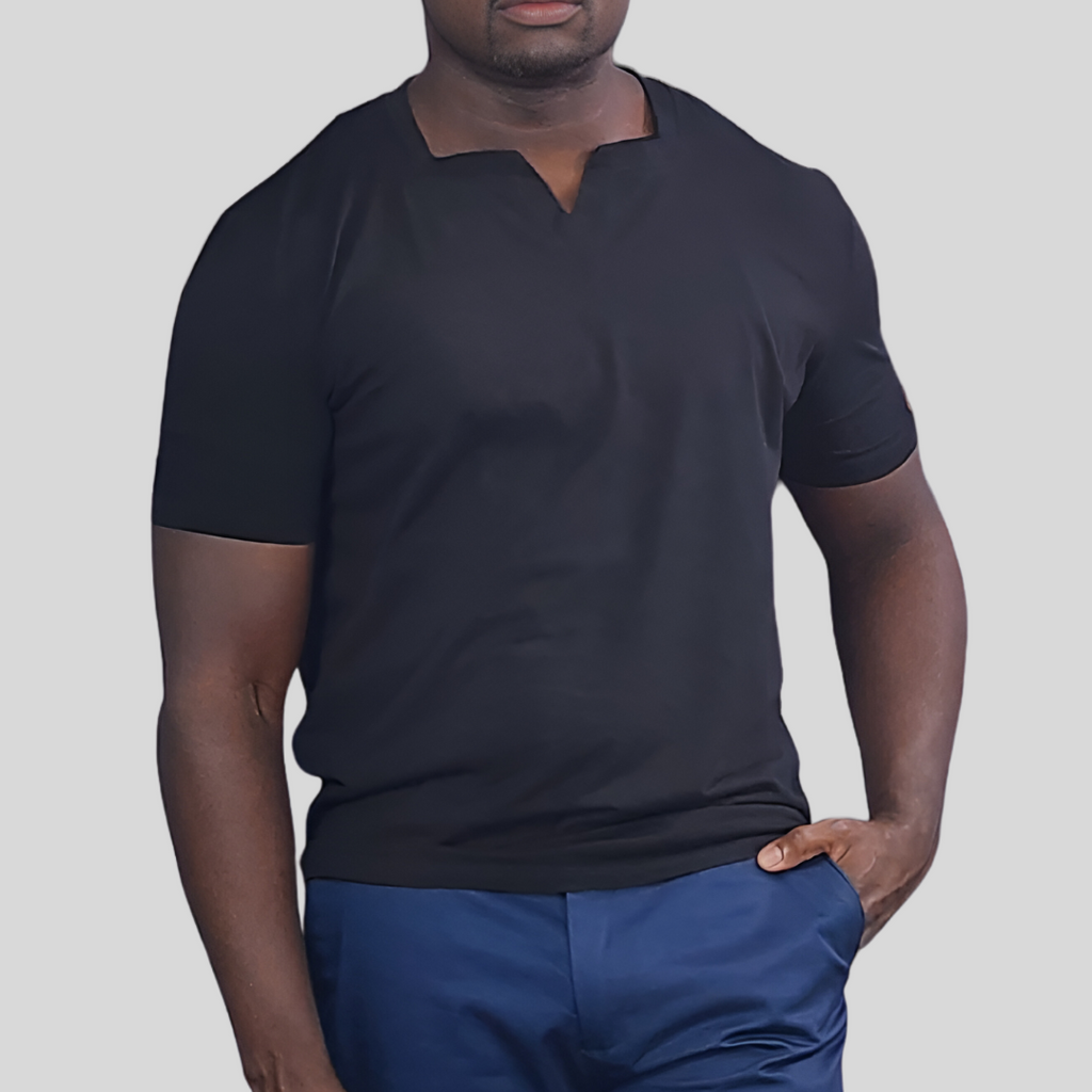 【citybreeze】人気 Vneck square neck short-sleeved T-shirt Blue_Cavalz_Blue_square_V-