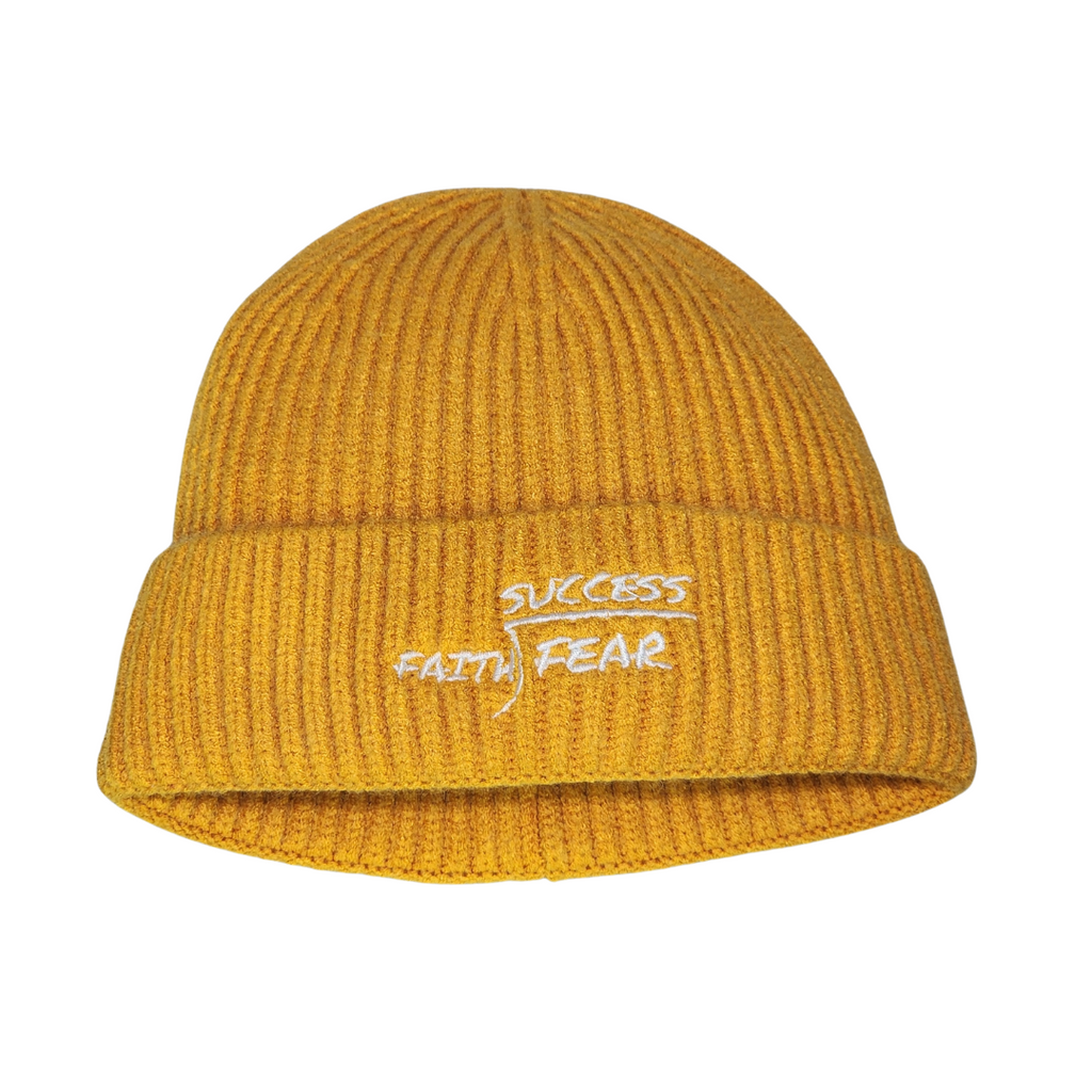 CHUNKY KNIT DIVISION OF FEAR BEANIE- MUSTARD – Blue Cavalz