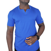 Blue Short Sleeves Square v-neck T shirt for Men