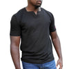 Men Black Short Sleeves Blue Cavalz  Square V-neck t-shirt