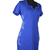 WOMEN BLUE SQUARE V NECK BODYCON SHORT DRESS
