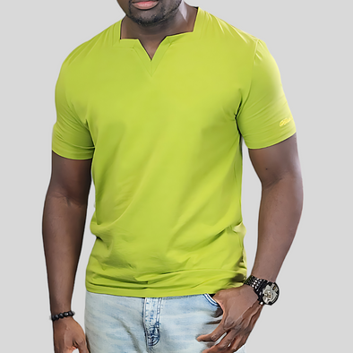 Military Green Short sleeves Square V Neck T-shirt