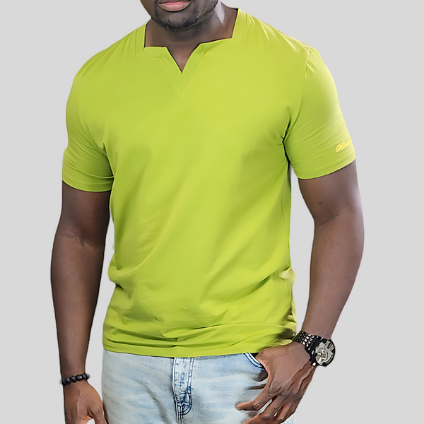 Military Green Short sleeves Square V Neck T-shirt – Blue Cavalz