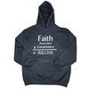 Black hoodie with a math formula that says "Faith x Execution x Consistency = SUCCESS" on the front of the hoodie. 