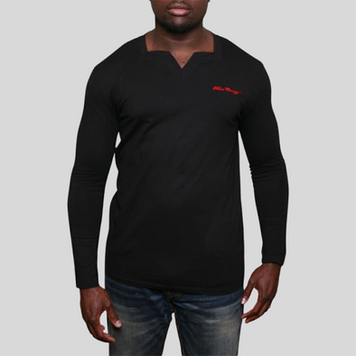 Black Long Sleeves Square V-Neck