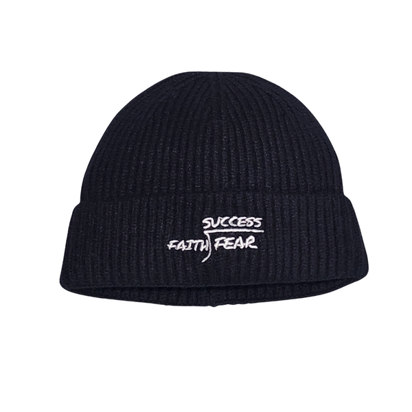 CHUNKY KNIT DIVISION OF FEAR BEANIE- BLACK – Blue Cavalz