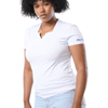 Women's White Blue Cavalz Square V-Neck T Shirt