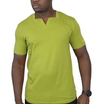 Military Green Short sleeves Square V Neck T shirt Blue Cavalz