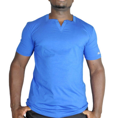Blue Cavalz short sleeves blue square v neck t shirt