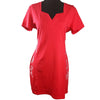 Women Red Square Vneck Bodycon Short Dress